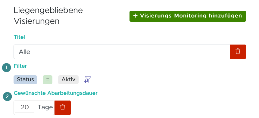 Systemzustand - Liegengebliebene Visierungen