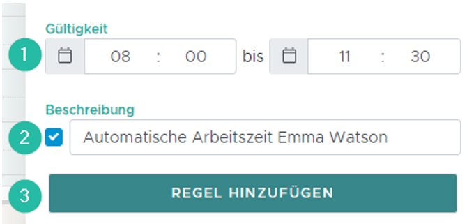 Regel automatische Arbeitszeit