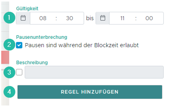 Regel: Blockzeit