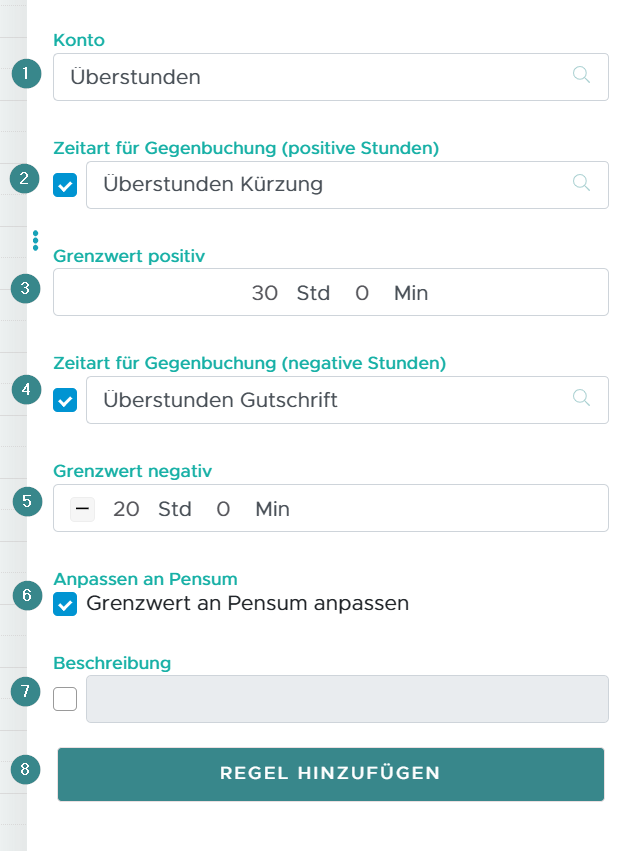 Regel: Kontostandbegrenzung