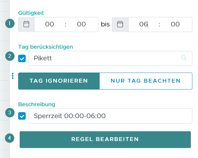 Regel: Sperrzeit Erweiterung