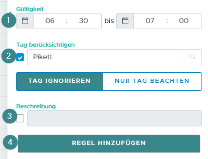 Regel: Sperrzeit mit Vorlauf