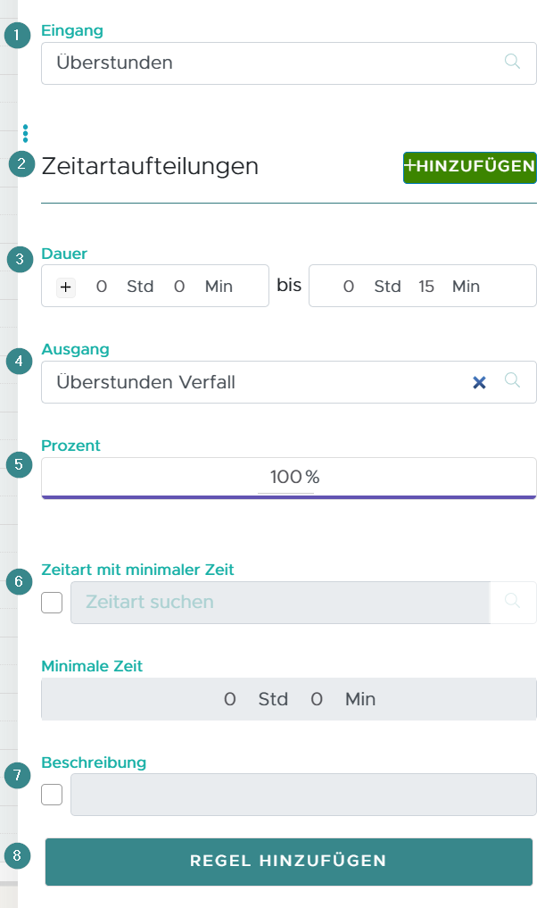 Regel: Zeitart aufteilen