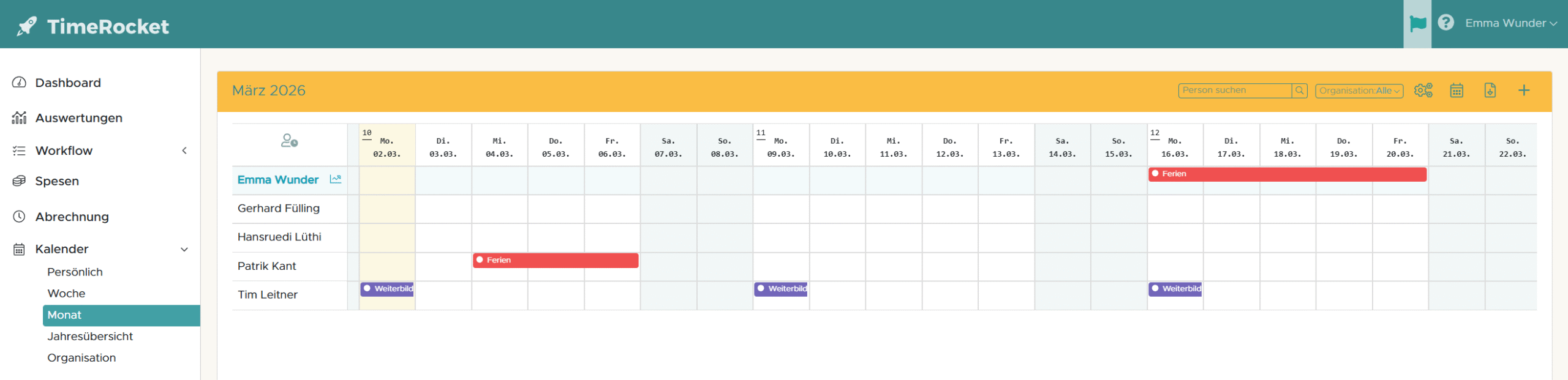 Kalender - Monatsansicht