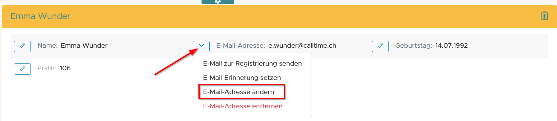 E-Mail-Adresse ändern