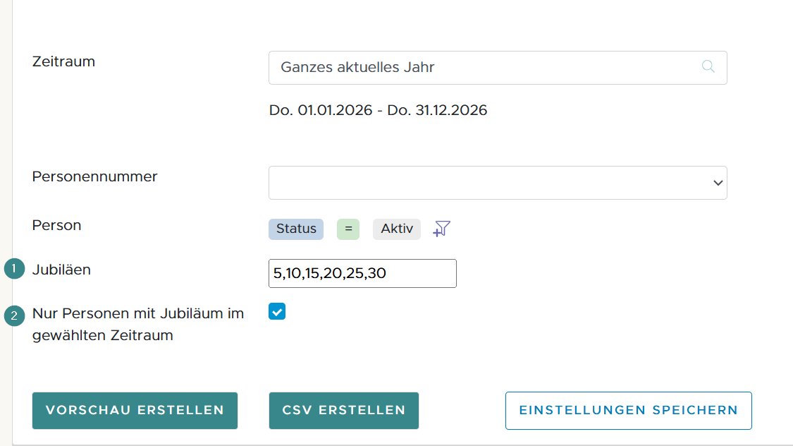 Auswertung Dienstalter Einstellungen