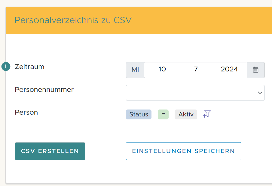 Personalverzeichnis zu CSV - Einstellungen