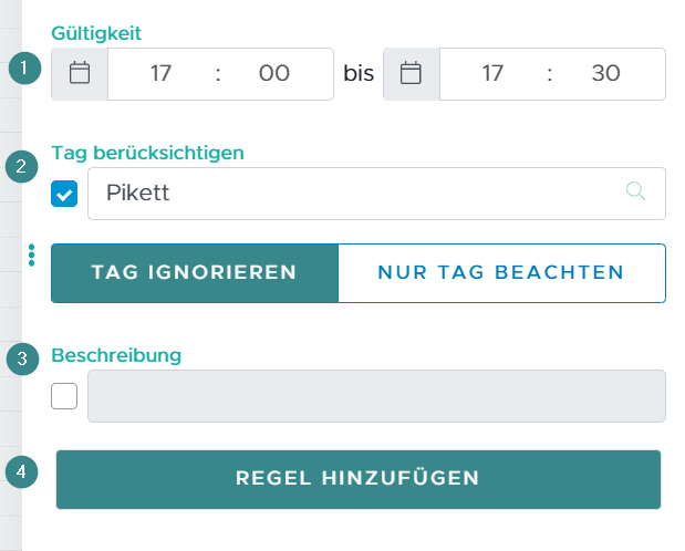 Regel: Sperrzeit mit Nachlauf
