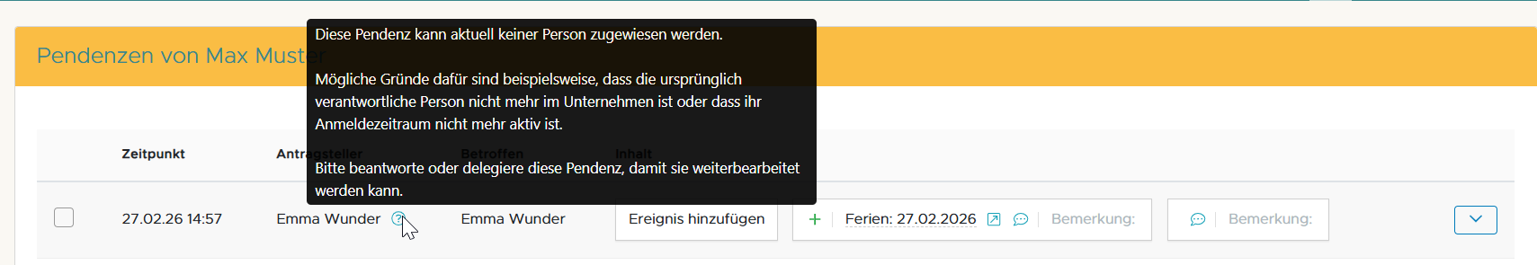 Fallback-User Anzeige