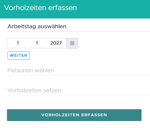 Suche - Vorholzeit erfassen