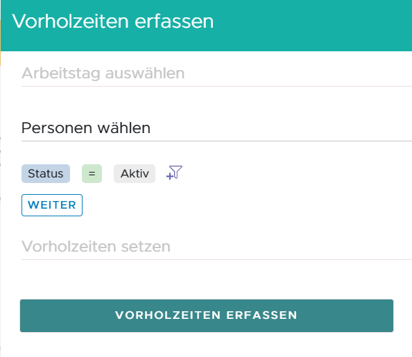Suche - Vorholzeit erfassen