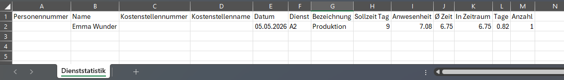 Export Dienststatistik CSV